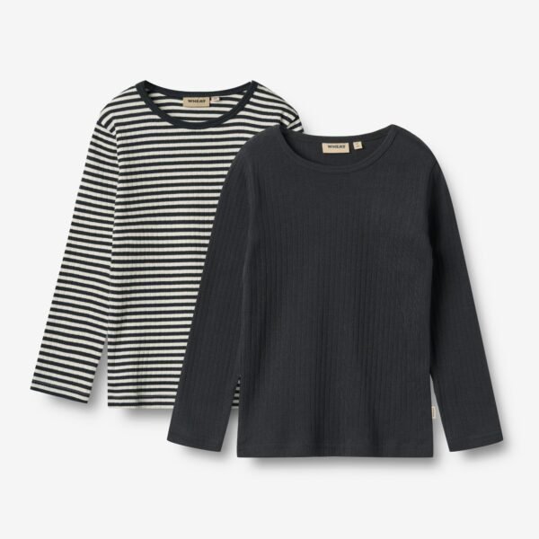 2 Rib T-Shirt L/S Stig - navy rib stripe