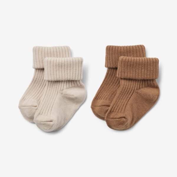 2 pk Wool Rib Socks Ziggy - caramel